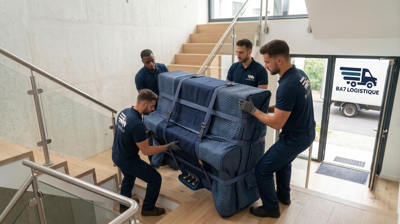 Déménagement d'un piano et d'un meuble lourd avec BA7 Logistique