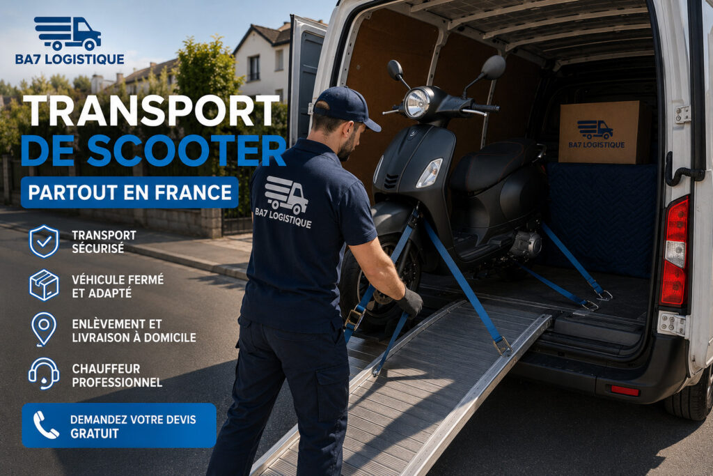 Transport d’un scooter avec BA7 Logistique