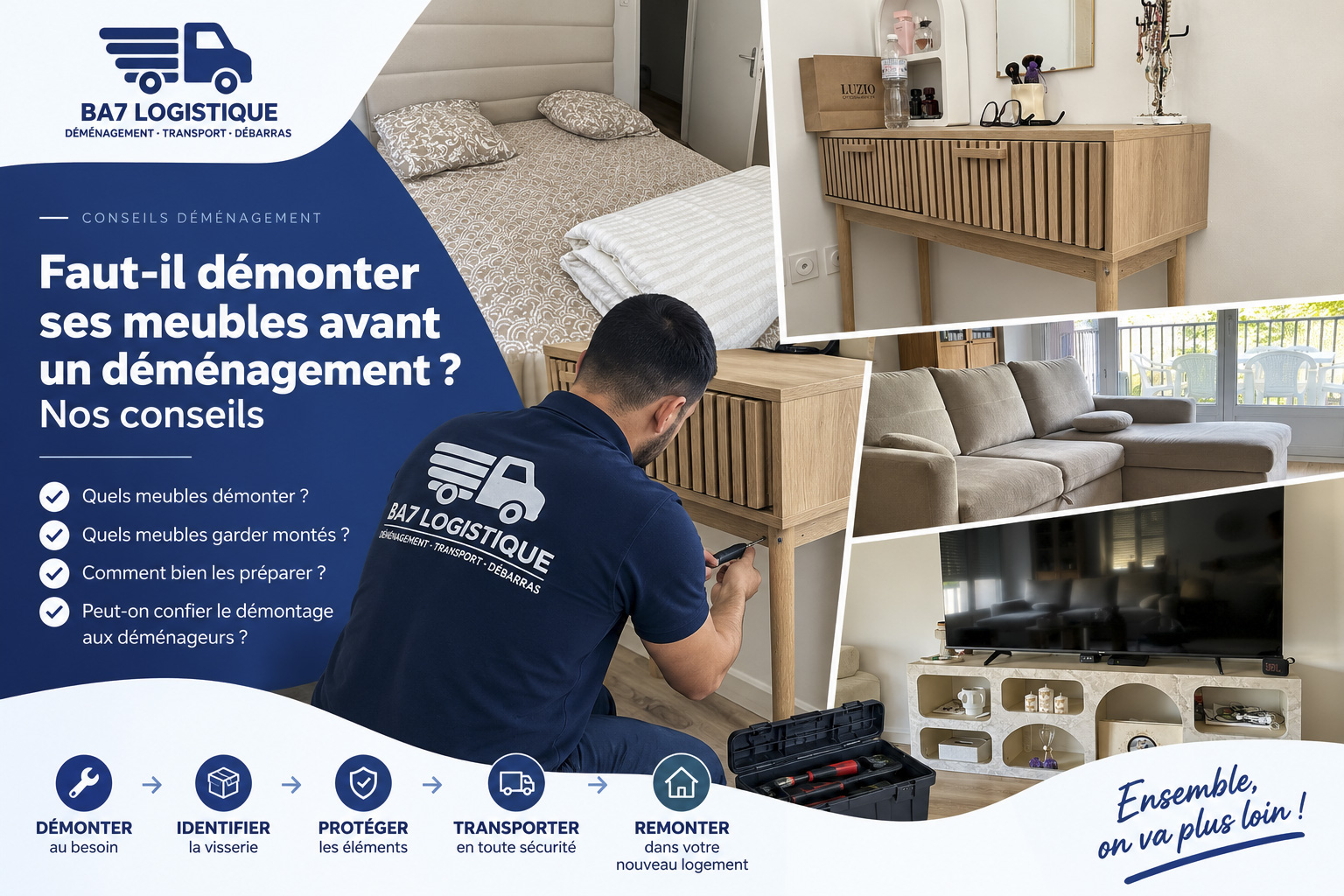 Démonter ses meubles avant un déménagement avec BA7 Logistique