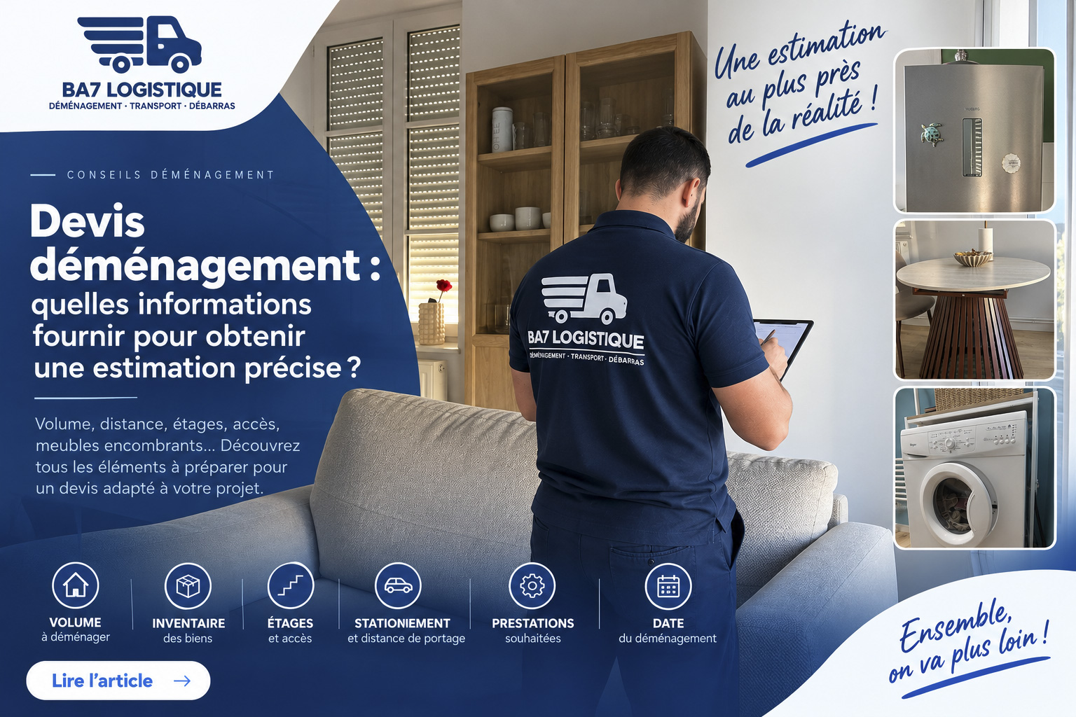 Visite d’estimation pour un devis de déménagement précis avec BA7 Logistique